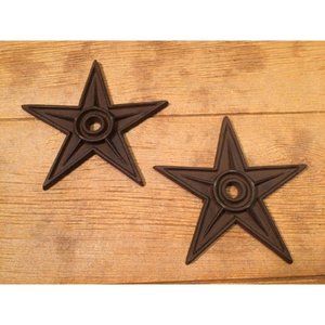 TWO (2) Cast Iron Center Hole Stars 9"wide & tall Anchor Plates Two (2) 02105